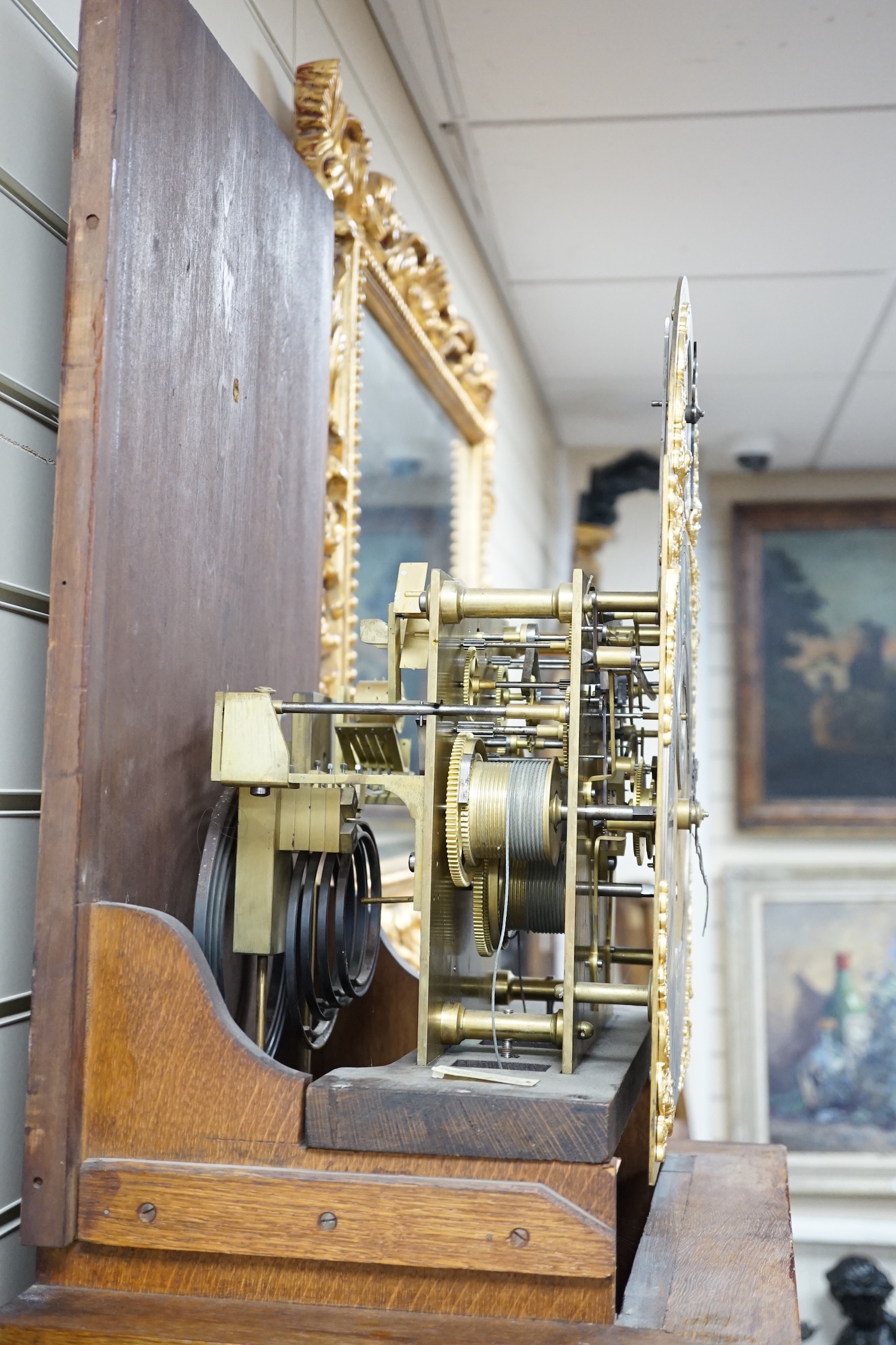 A late Victorian Camerer Cuss & Co carved oak chiming longcase clock, height 237cm *Please note the sale commences at 9am.